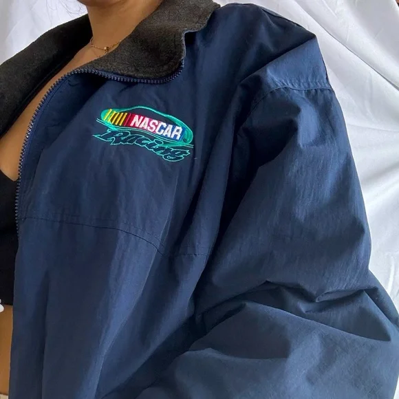 Dunbrooke NASCAR Oversized Navy Blue Windbreaker Jacket - Picture 2 of 7